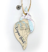 Load image into Gallery viewer, Wood Ornament - Shell Shape - Custom Map Location
